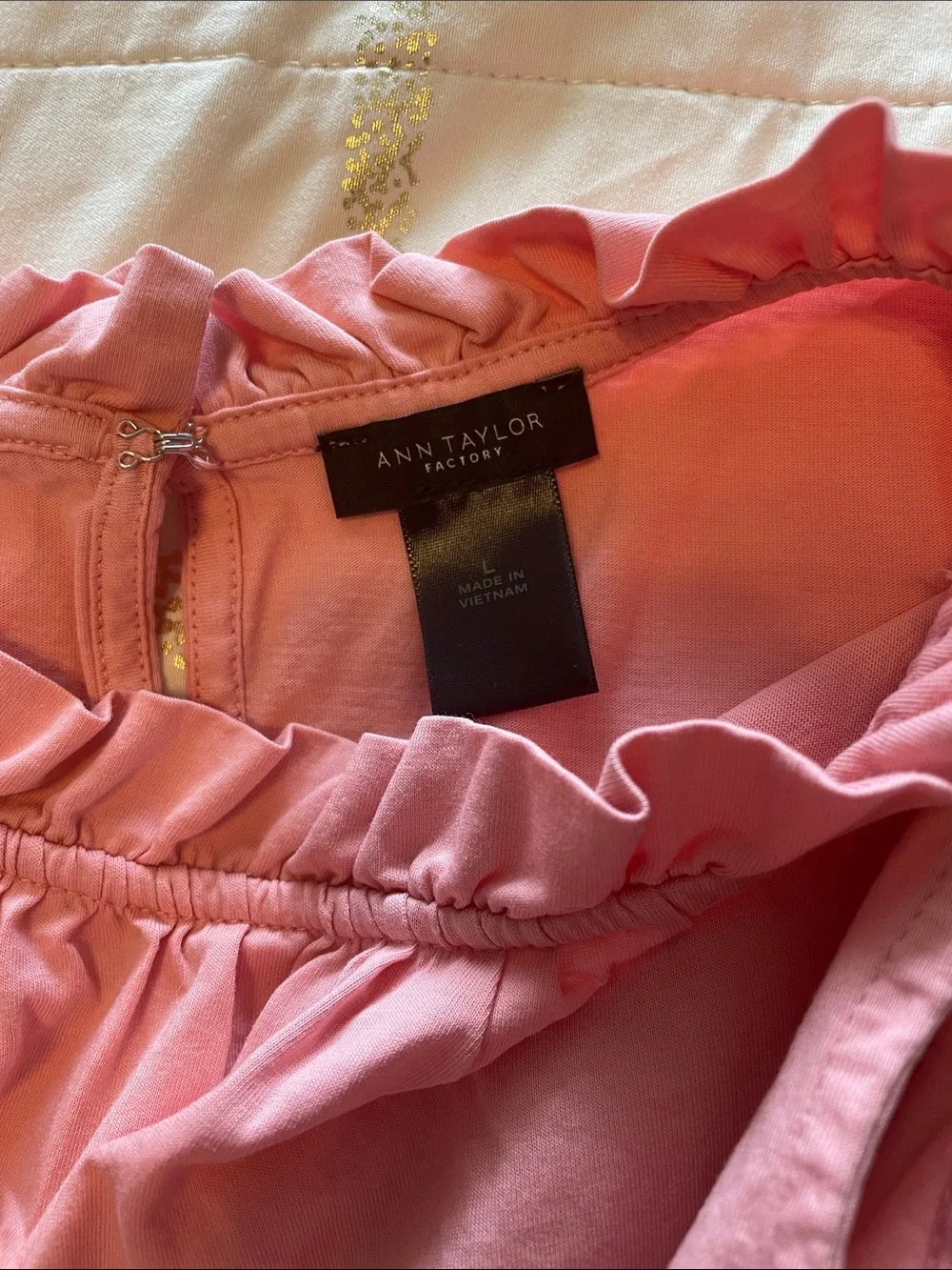 Ann Taylor Pink Ruffle-Neck Sleeveless Camisole - Picture 2 of 3